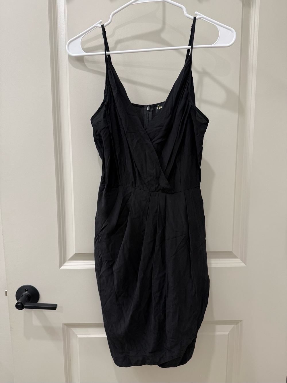 Yumi Kim Silk Black Wrap Mini Slip Dress Spaghetti Strap Cocktail Sleeveless M